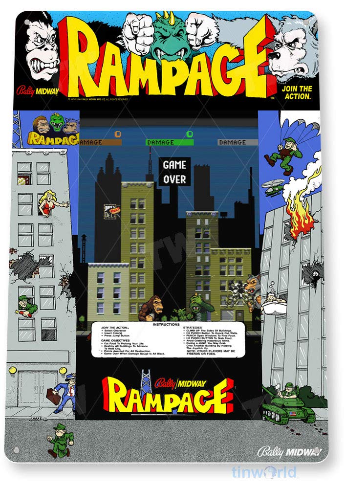 TIN SIGN Rampage Arcade Sign G - Gaming Console Shop 评论和价格